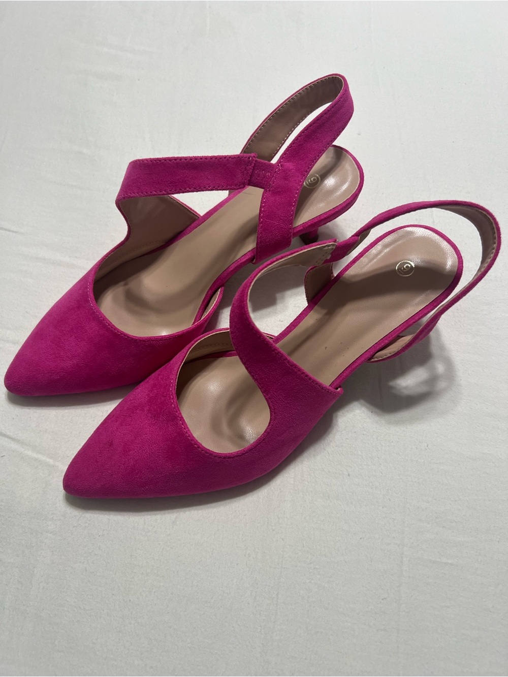 Fuchsia Pink Low Mid Heel Women’s Shoes Size 9 Pointed Toe Pump slingback